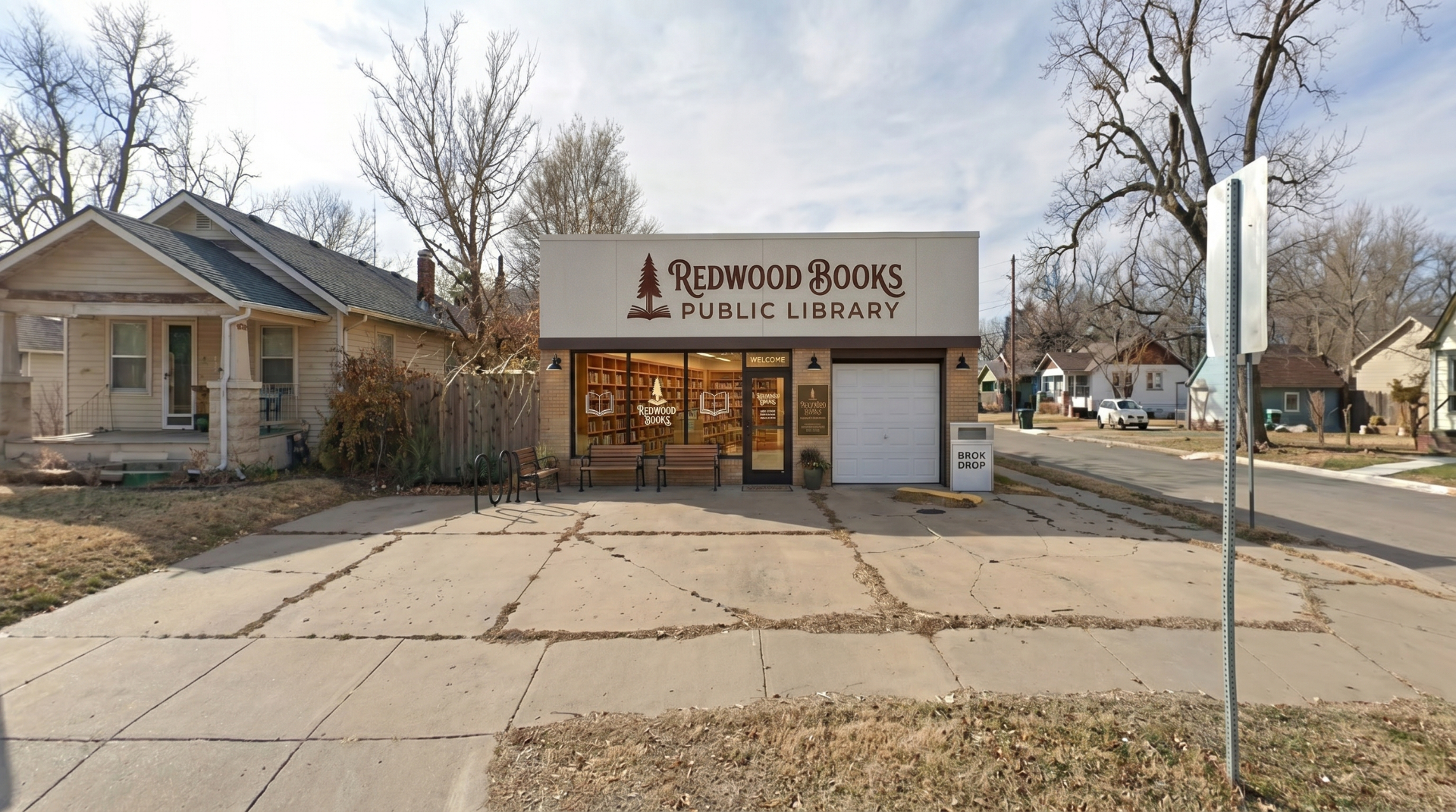 Redwood Books storefront in Wichita, Kansas